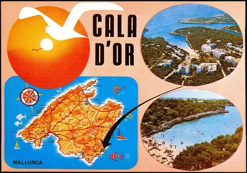 CALA D' OR CALA D'OR Ortsansichten und Mallorca Umgebungskarte 1980