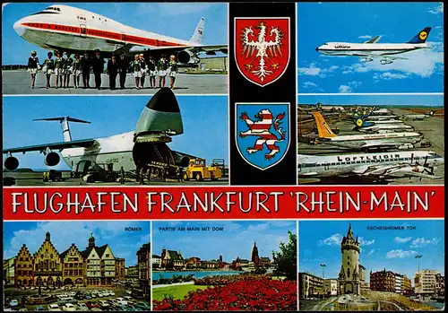 Flughafen-Frankfurt am Main Flughafen und Stadt-Ansichten (Mehrbildkarte) 1970