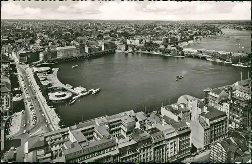 Ansichtskarte Hamburg Luftbild Alster und Binnenalster - Fotokarte 1957