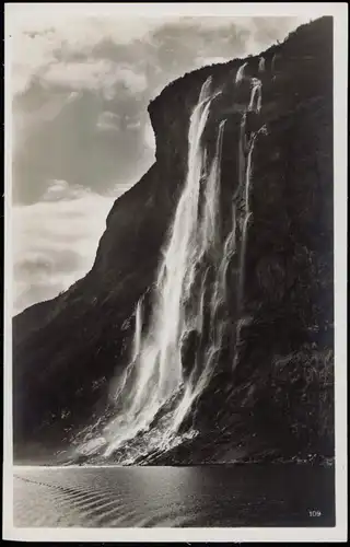 Postcard Norwegen Allgemein Fjord Wasserfall, River Fall Waterfalls 1930