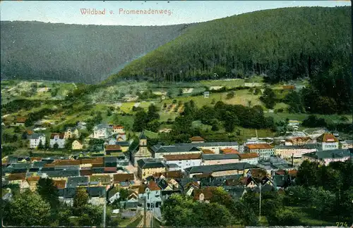 Ansichtskarte Bad Wildbad Panorama-Ansicht v. Promenadenweg 1910