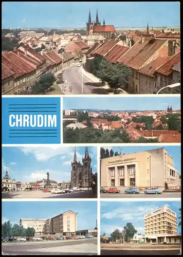 Postcard Chrudim Crudim Mehrbildkarte mit diversen Ortsansichten 1970