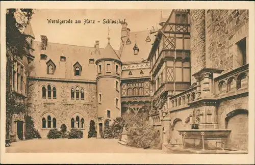 Ansichtskarte Wernigerode Schloss/Feudalmuseum Schlosshof, Harz 1910