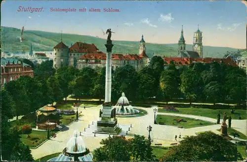 Ansichtskarte Stuttgart Schlossplatz  Schloss 1915   1. WK Feldpost