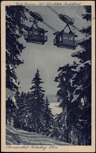 Ansichtskarte Oberwiesenthal Fichtelberg Seilbahn im Winter 1935/1927