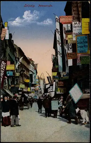 Ansichtskarte Leipzig Petersstrasse während der Messe 1915