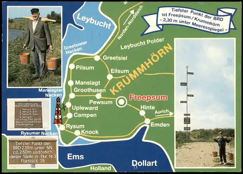 Greetsiel-Krummhörn Umland-Ansicht, Tiefster Punkt BRD, Freepsum Krummhörn 1987