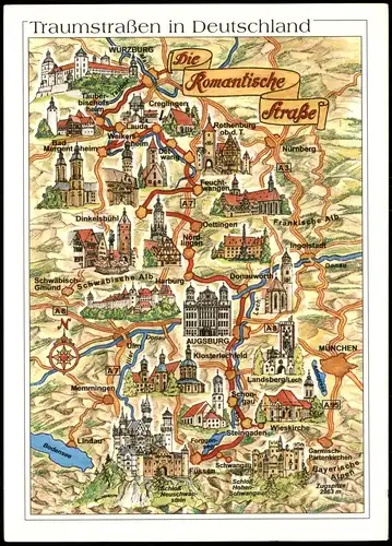 .Bayern Romantische Straße (Traumstraße Bayern Baden-Württemberg Karte) 2000