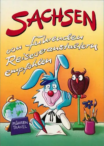 Scherzkarte SACHSEN von führenden Reiseveranstaltern empfohlen 2002