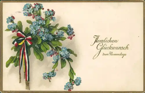 Ansichtskarte  Glückwunsch  Zum Namenstag 1917   im 1. WK als Feldpost gelaufen