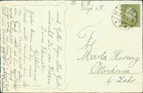 Glückwunsch Geburtstag Birthday: Kind Mädchen mit Schmetterling 1932