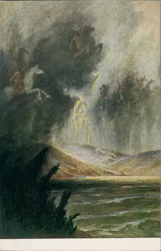 Künstlerkarte: Walkürensturm (Nibelungenbild Nibelungenhalle Königswinter) 1920