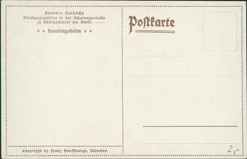 Künstlerkarte Hundingshütte (Nibelungenhalle zu Königswinter am Rhein) 1920