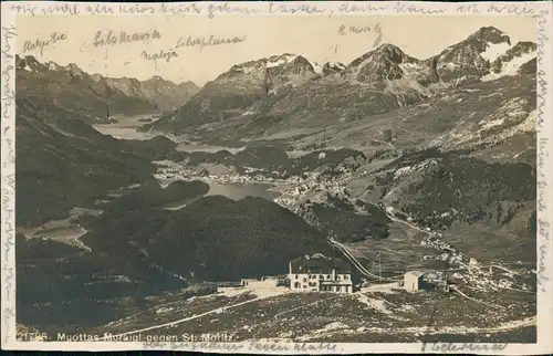 Ansichtskarte St. Moritz Muottas Muraial gegen St. Moritz. 1929