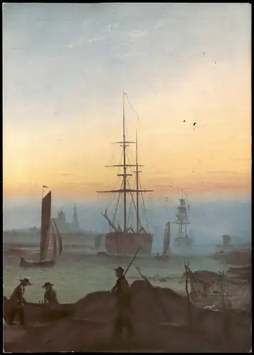 Kunst-AK Caspar David Friedrich "Der Greifswalder Hafen" (Greifswald) 1987