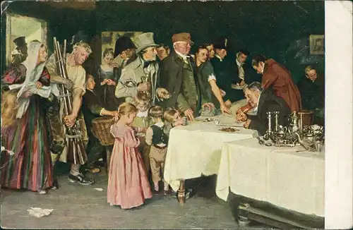 Ansichtskarte  Künstlerkarte A. Kampf Volksopfer im Jahr 1813 1916