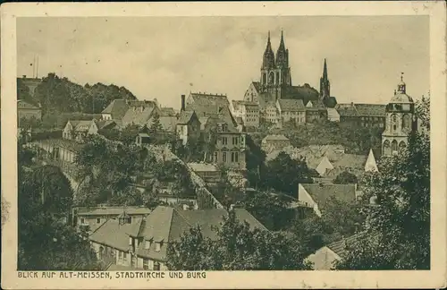 Meißen Panorama-Ansicht BLICK AUF ALT-MEISSEN, STADTKIRCHE UND BURG 1929