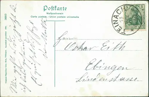 Ansichtskarte Bad Teinach-Zavelstein Burgruine 1913 Stempel  nach Ebingen