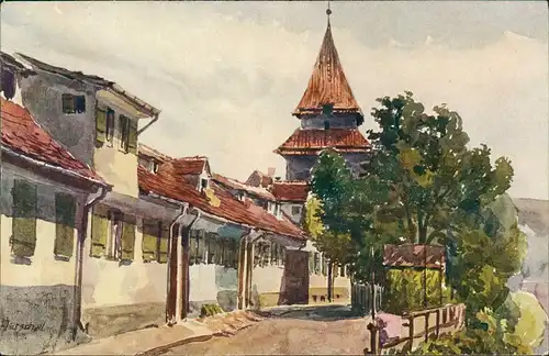 Ulm a. d. Donau Seelengraben mit Zundeltortürmchen (Künstlerkarte) 1910