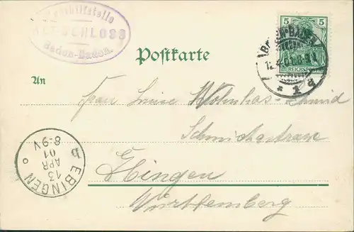 Ansichtskarte Baden-Baden Altes Schloss 1901     Posthilfstelle Alt-Schloss