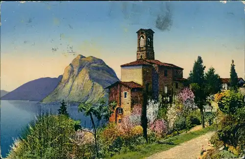 Ansichtskarte Lugano Lago di Lugano Chiesa di Castagno Umland-Ansicht 1926