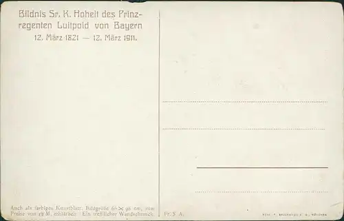 Bildnis Sr. K. Hoheit des Prinzregenten Luitpold von Bayern (Künstlerkarte) 1911