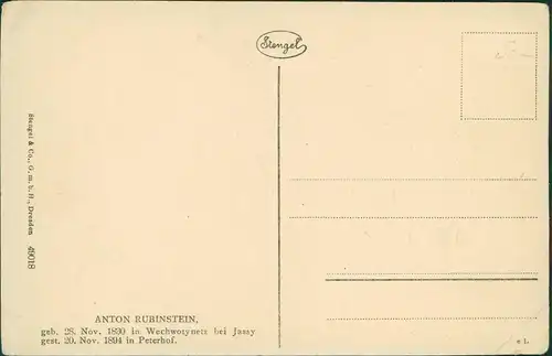 Ansichtskarte  Künstlerkarte Bildnis des ANTON RUBINSTEIN 1920