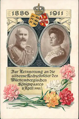 Adel & Persönlichkeiten: Blumentag Hochzeit Württembergisches Königspaar 1911