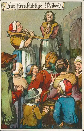 Ansichtskarte  Humor Bestrafung Für streitsüchtige Weiber 1910