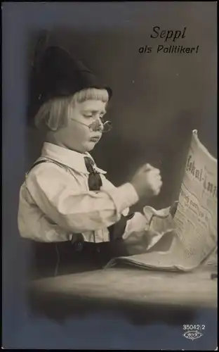 Ansichtskarte  Junge: Seppl als Politiker! Klein als Groß - Fotokunst 1910