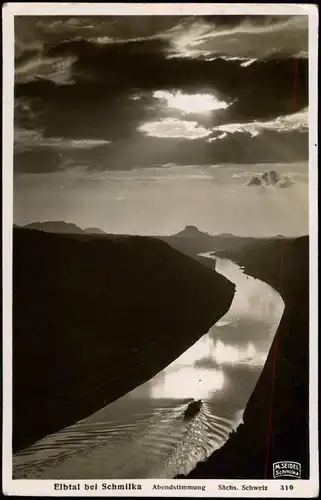 Ansichtskarte Schmilka Abendstimmung Elbtal bei Schmilka Sächs. Schweiz 1940
