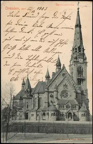 Ansichtskarte Albertstadt-Dresden Garnisionskirche 1903