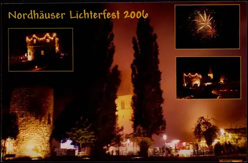 Ansichtskarte Nordhausen Nordhäuser Lichterfest, Mehrbild Feuerwerk 2006