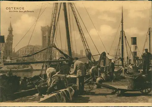 Ostende Oostende Arrivée des pêcheurs Hafen - ankunft der Fischer 1928