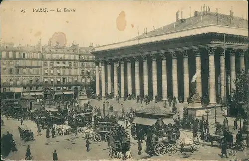 Paris Pariser Börse / La Bourse - Kutschen auf dem Vorplatz 1912