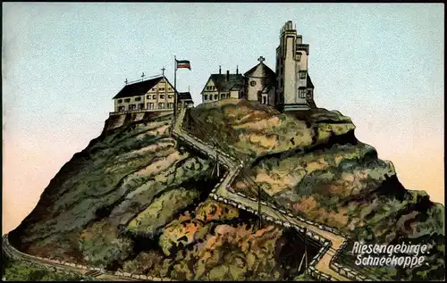 Krummhübel Karpacz Schneekoppe Sněžka Śnieżka - Künstlerkarte 1912