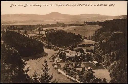 Kreischa Blick vom Bernhardsweg nach der Jeufelsmühle, Hirschbachmühle 1915