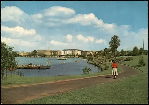 Ansichtskarte Hamburg Partie an der Außenalster 1960