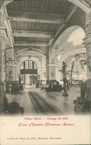 Ansichtskarte Montreux (Muchtern) Palace Hôtel - Passage du Hall 1911
