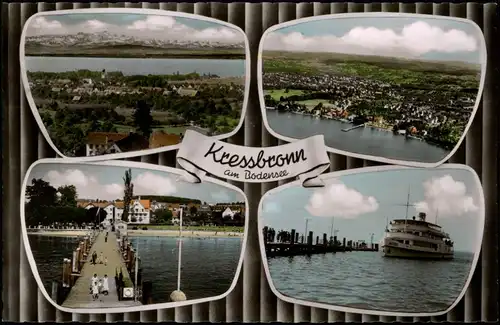 Kressbronn am Bodensee 4 Bild: Luftbild, Steg, Dampfer Colorfoto 1966