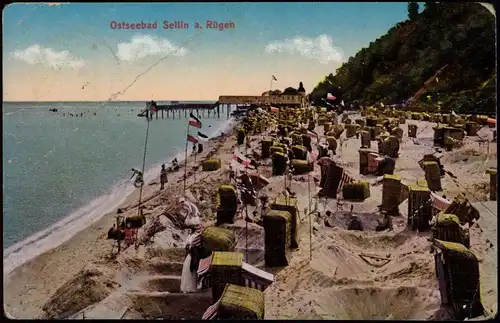 Ansichtskarte Sellin Strandleben - Brücke 1919