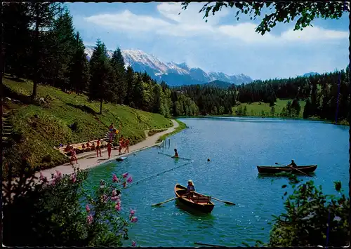 Ansichtskarte Krün Grubsee, Ruderer 1977