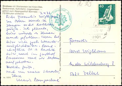 Ansichtskarte Krün Grubsee, Ruderer 1977