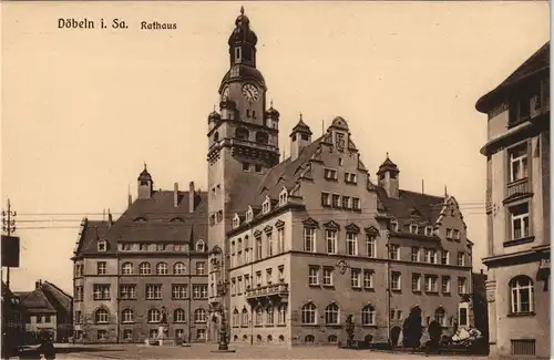 Ansichtskarte Döbeln Partie am Rathaus 1914
