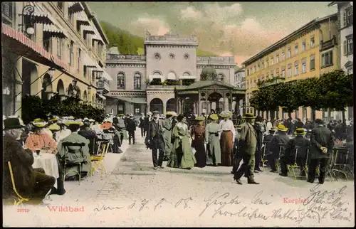 Ansichtskarte Bad Wildbad Kurplatz, belebt 1904