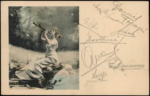 Ansichtskarte  Menschen / Soziales Leben - Erotik Flötenspielerin 1900