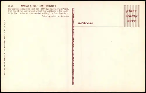 Postcard San Francisco Market Street 1965