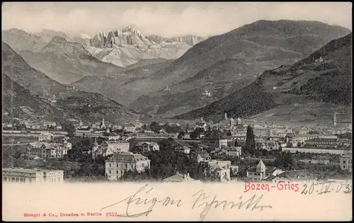 Cartoline Gries-Bozen Bolzano Blick auf die Stadt 1903