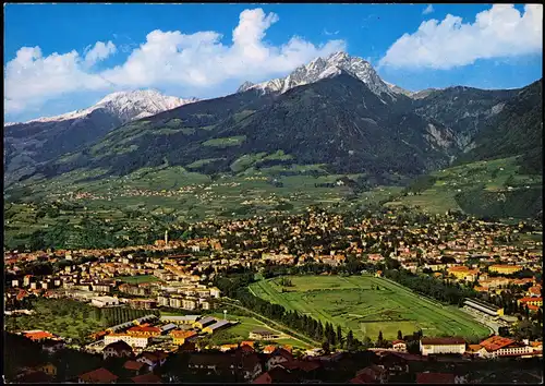 Cartoline Meran Merano Luftbild Stadt und Stadion 1982