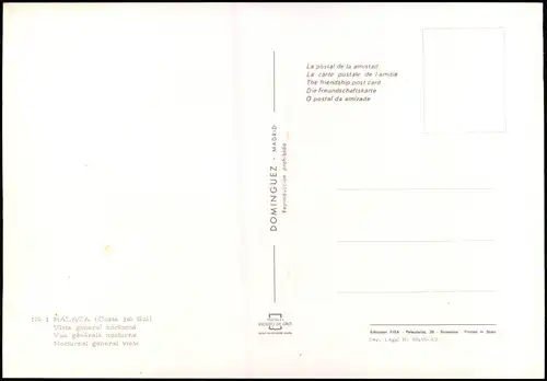 Postales Málaga Blick auf Stadt und Hafen - Abendstimmung 1992